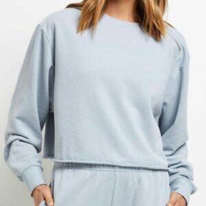 All Fenix Camila Cropped Sweatshirt Women’s Small Light Blue Long Sleeve Cotton
